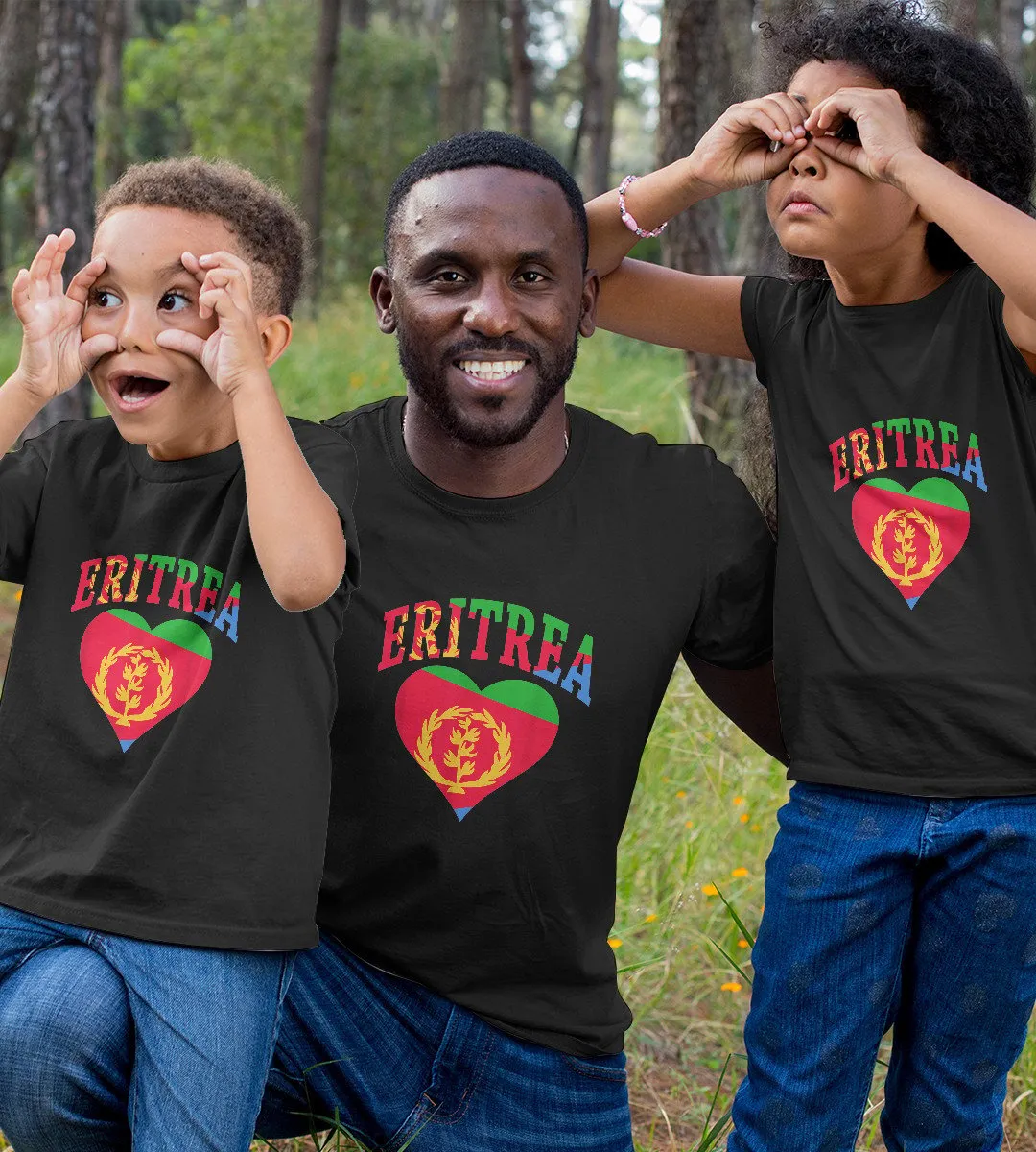 1sttheworld T-Shirt - I Love Eritrea With Flag In a Heart Pride T-Shirt Black A35