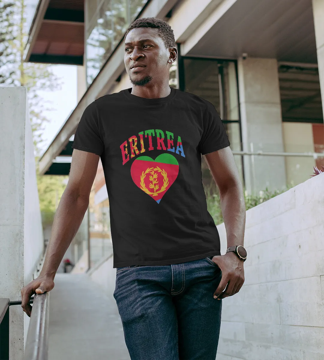 1sttheworld T-Shirt - I Love Eritrea With Flag In a Heart Pride T-Shirt Black A35