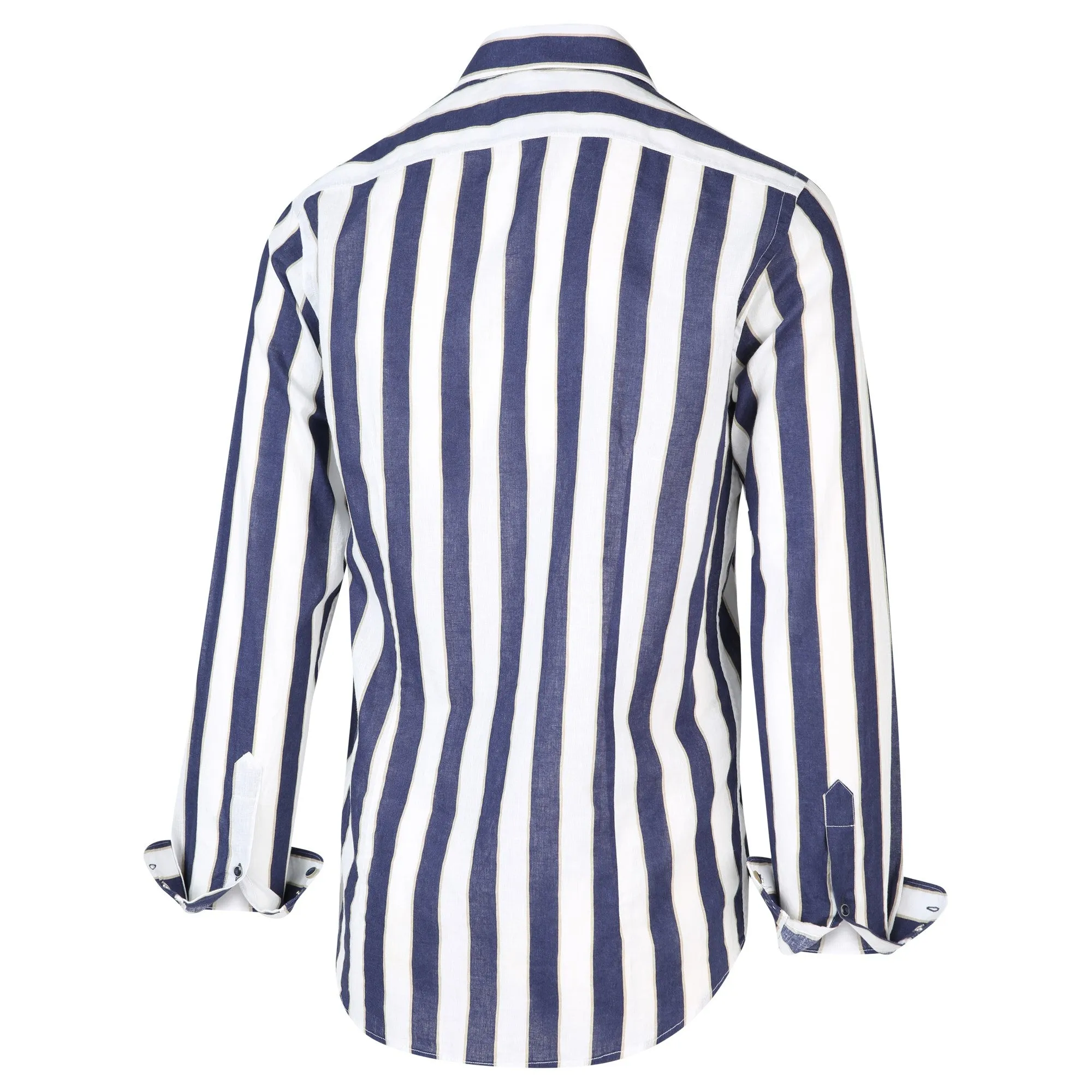 2016 Button Stripe Shirt (Navy   White)