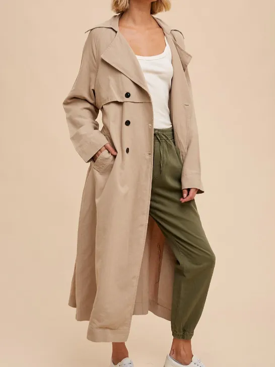 27 Long Line Double Breasted Trench Coat