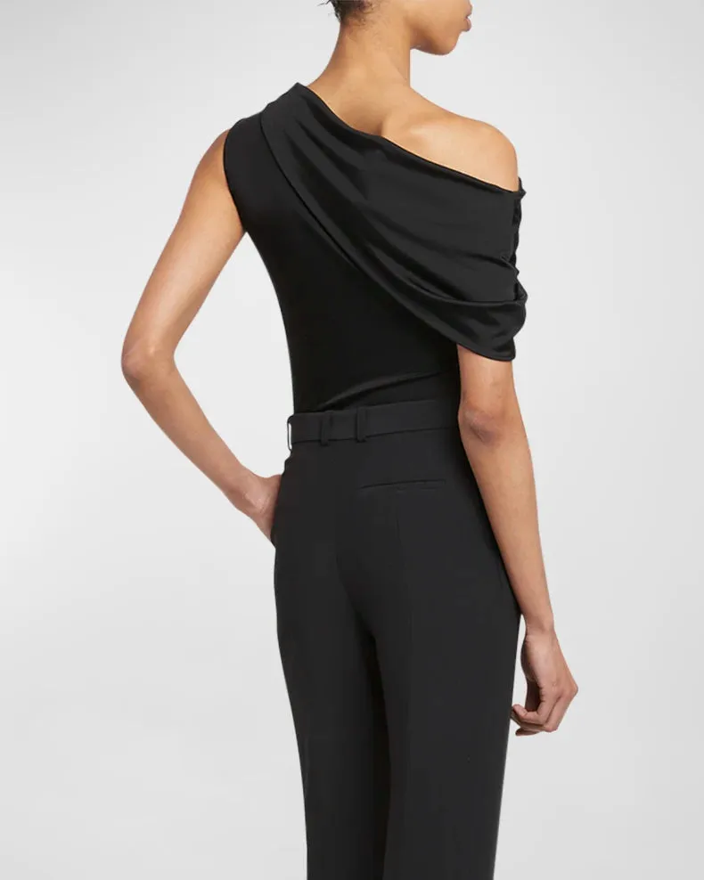 794559QLADR Asymmetric draped jersey top