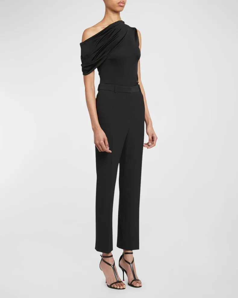 794559QLADR Asymmetric draped jersey top