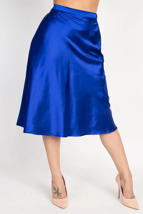 A-line Satin Midi Skirt