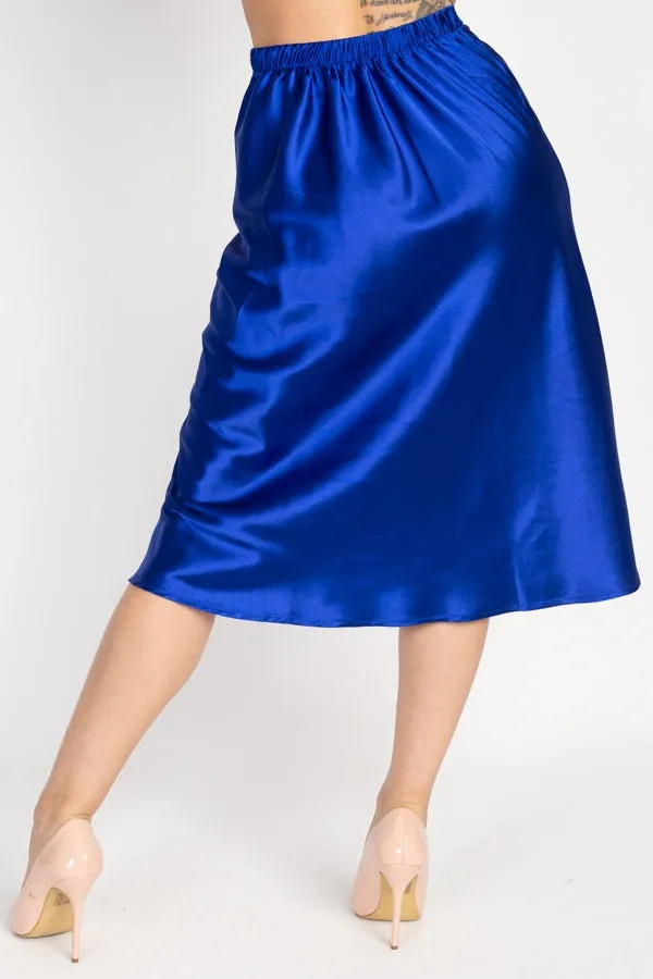 A-line Satin Midi Skirt