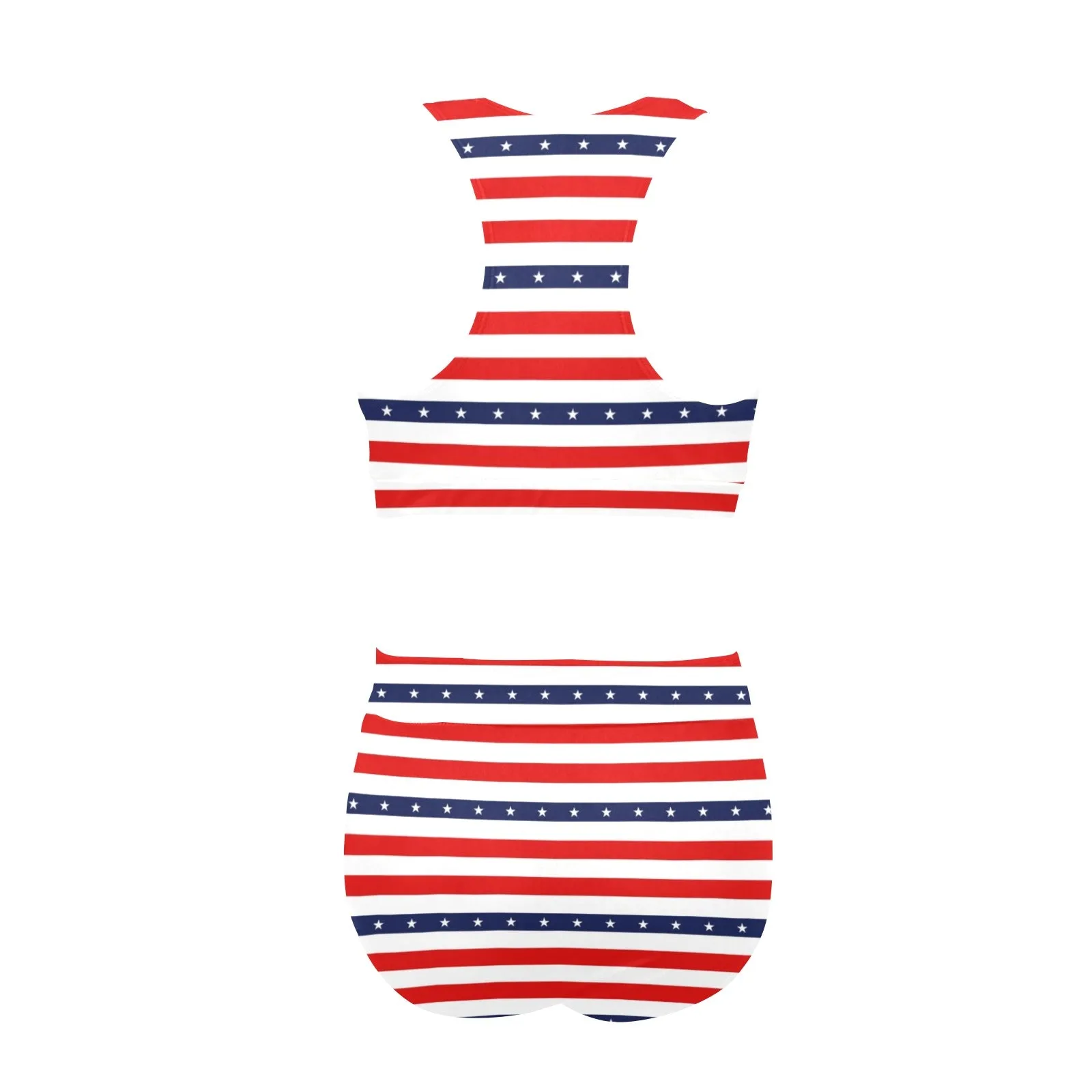 americana stars and stripes striped print 2 Crop Top Bikini Set (Model S21)