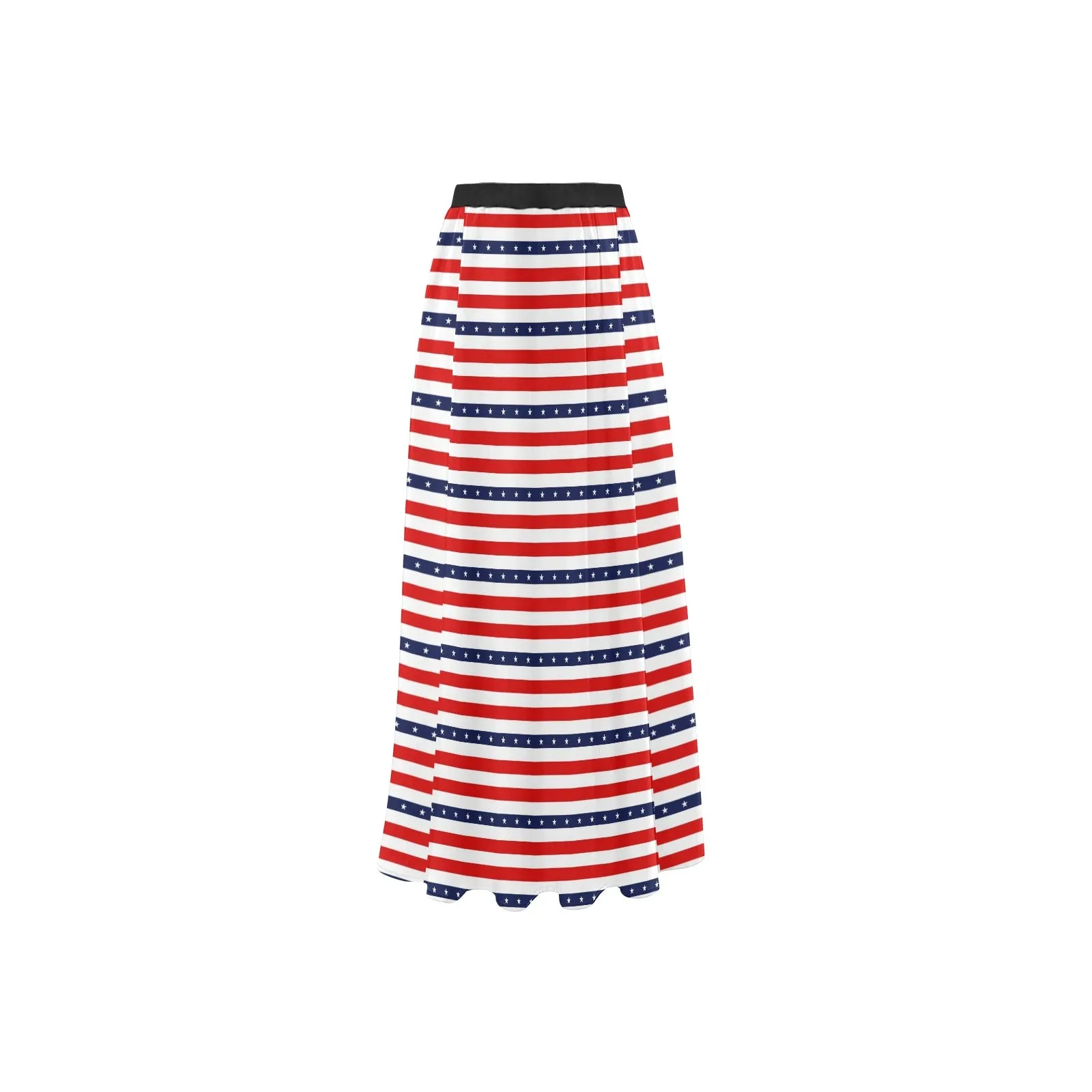 americana stars and stripes striped print 2 High Slit Long Beach Dress (Model S40)