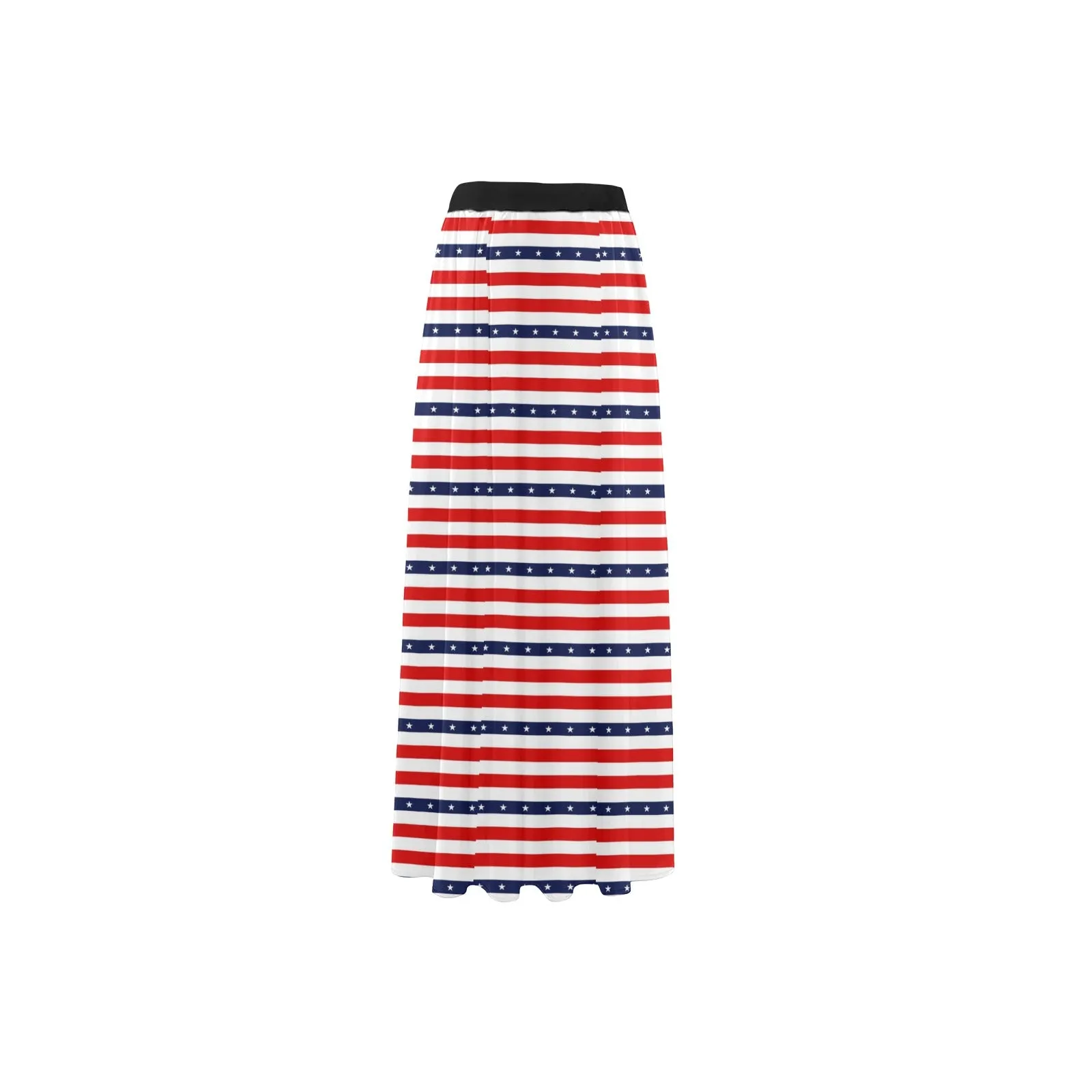 americana stars and stripes striped print 2 High Slit Long Beach Dress (Model S40)