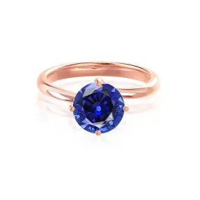 ANNORA - Chatham® Blue Sapphire 18k Rose Gold Twist Solitaire Ring