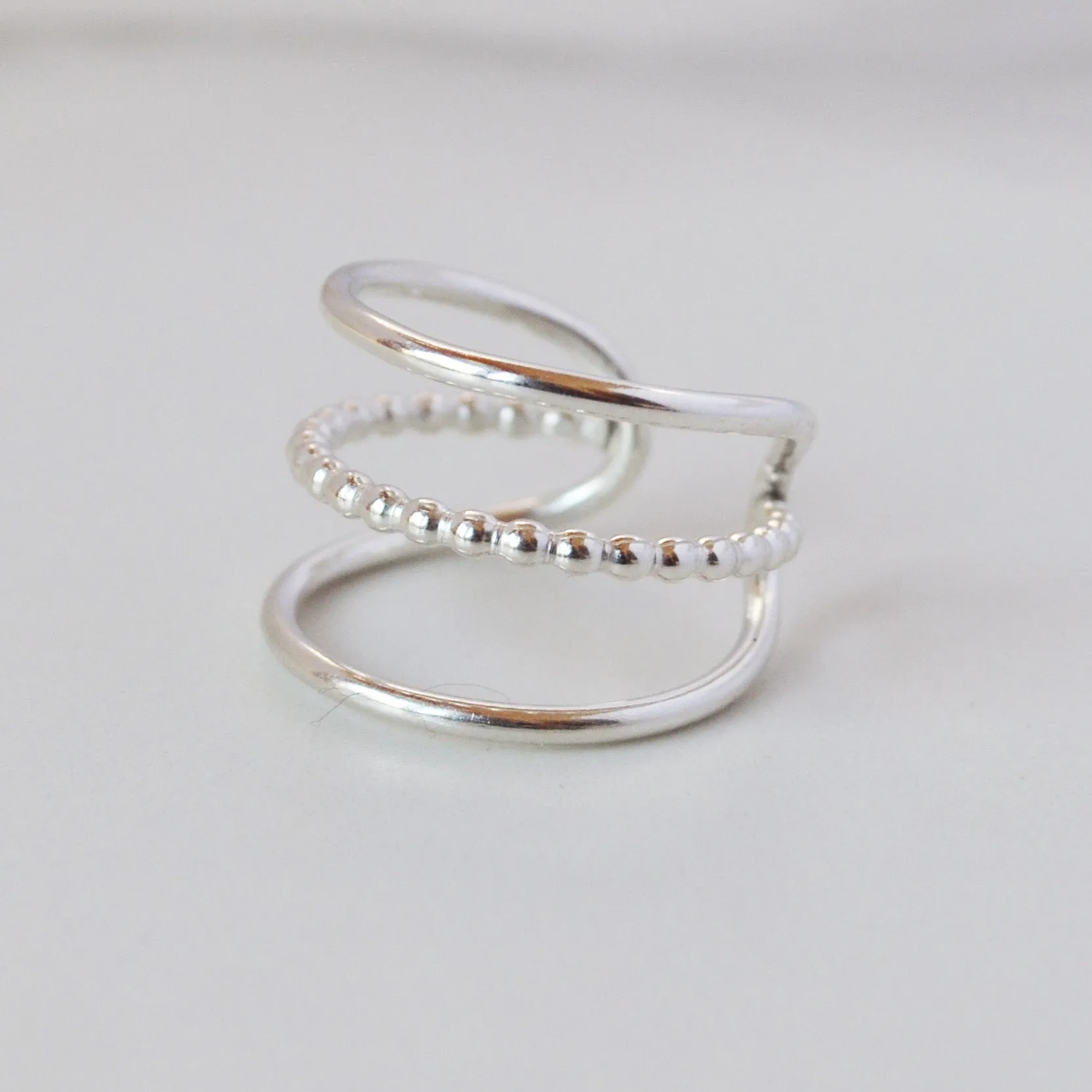 Bead Between the Lines Ring, Gold or Silver