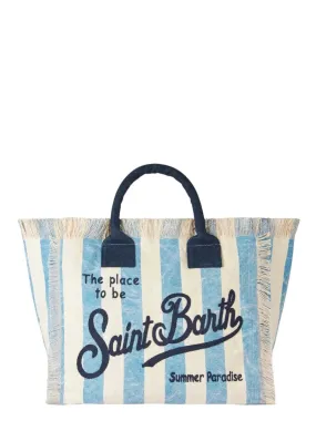 Borsa Vanity in canvas con stampa Saint Barth