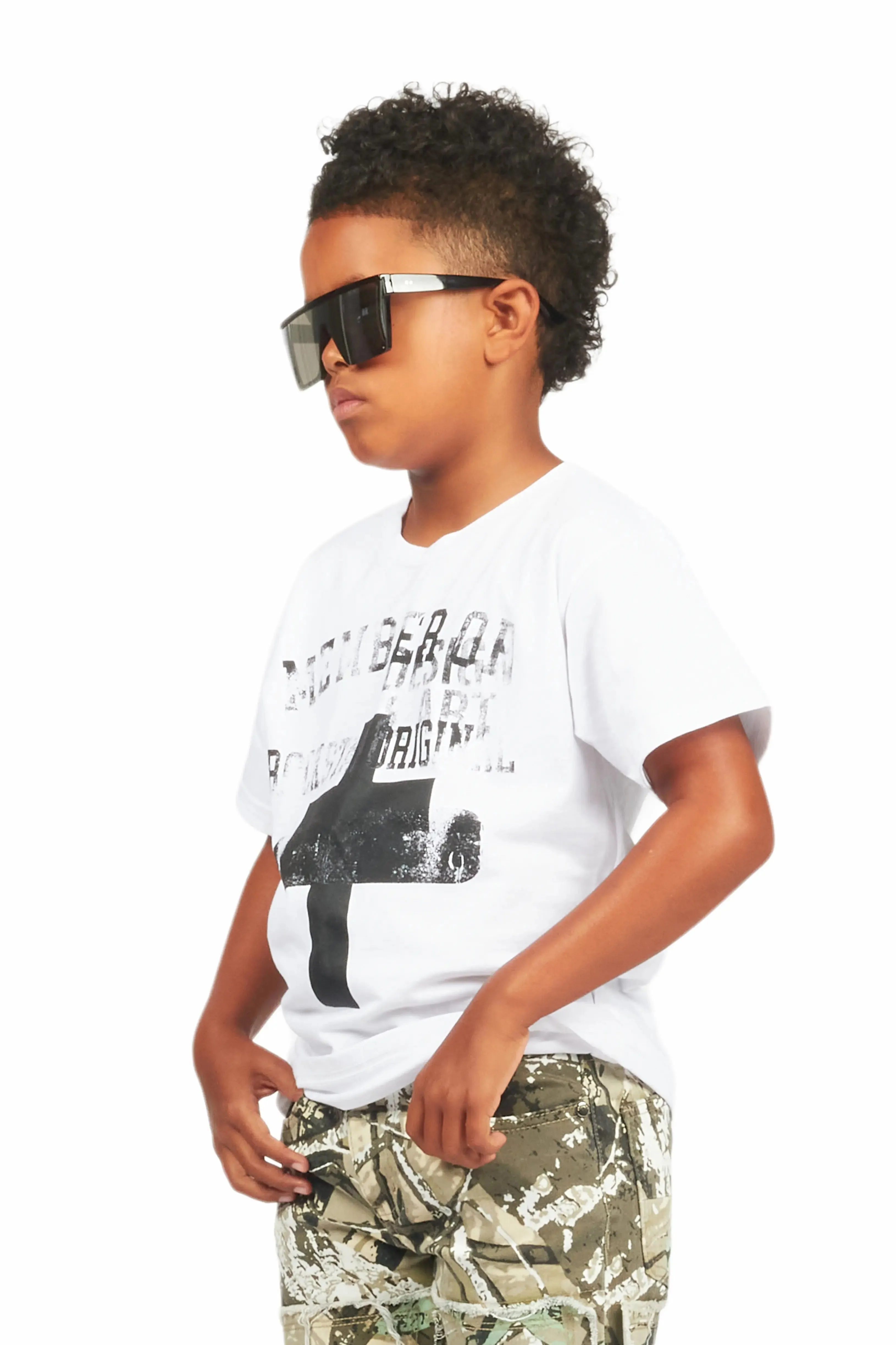 Boys Alaric White/Black Graphic T-Shirt