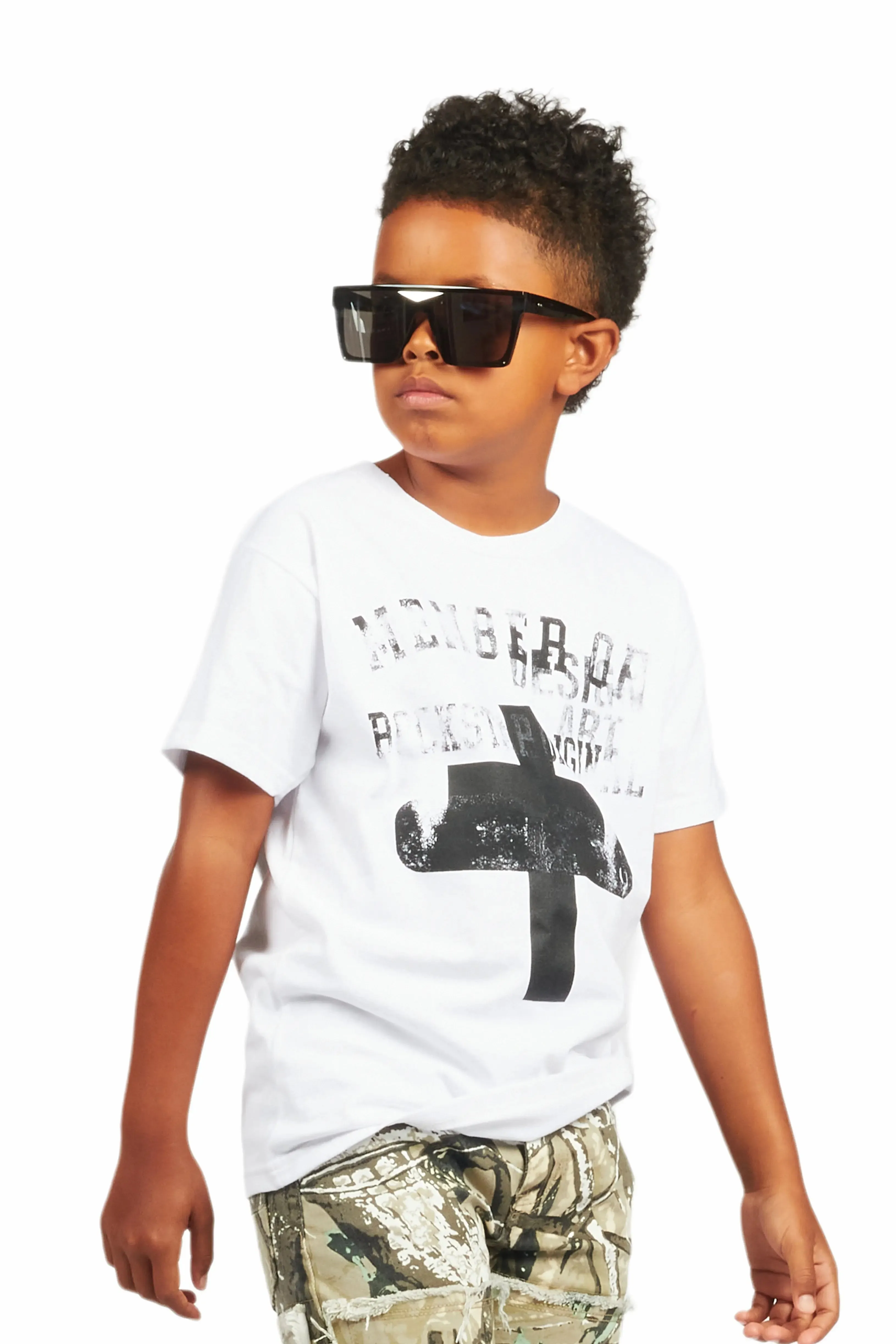 Boys Alaric White/Black Graphic T-Shirt