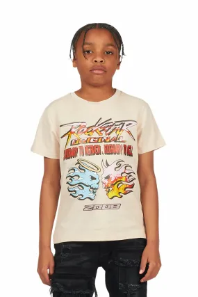 Boys Lazar Beige Graphic T-Shirt