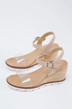 Bradi Wedge Sandal, Clear/Natural