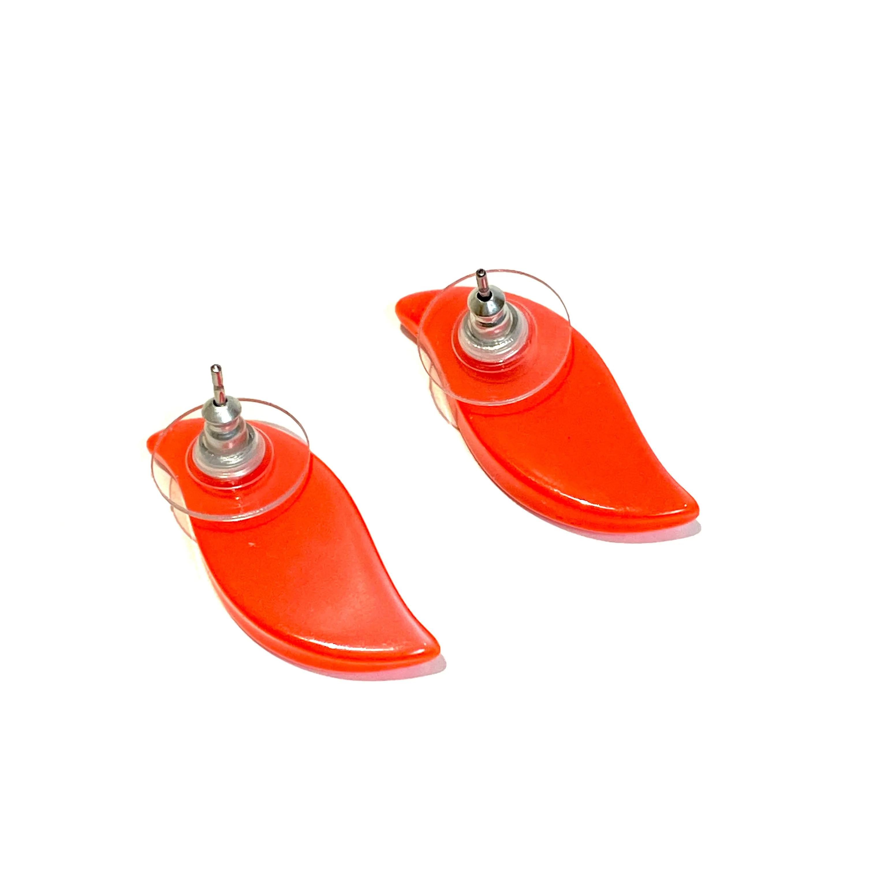 Bright Orange Moonglow Swish Stud Earrings