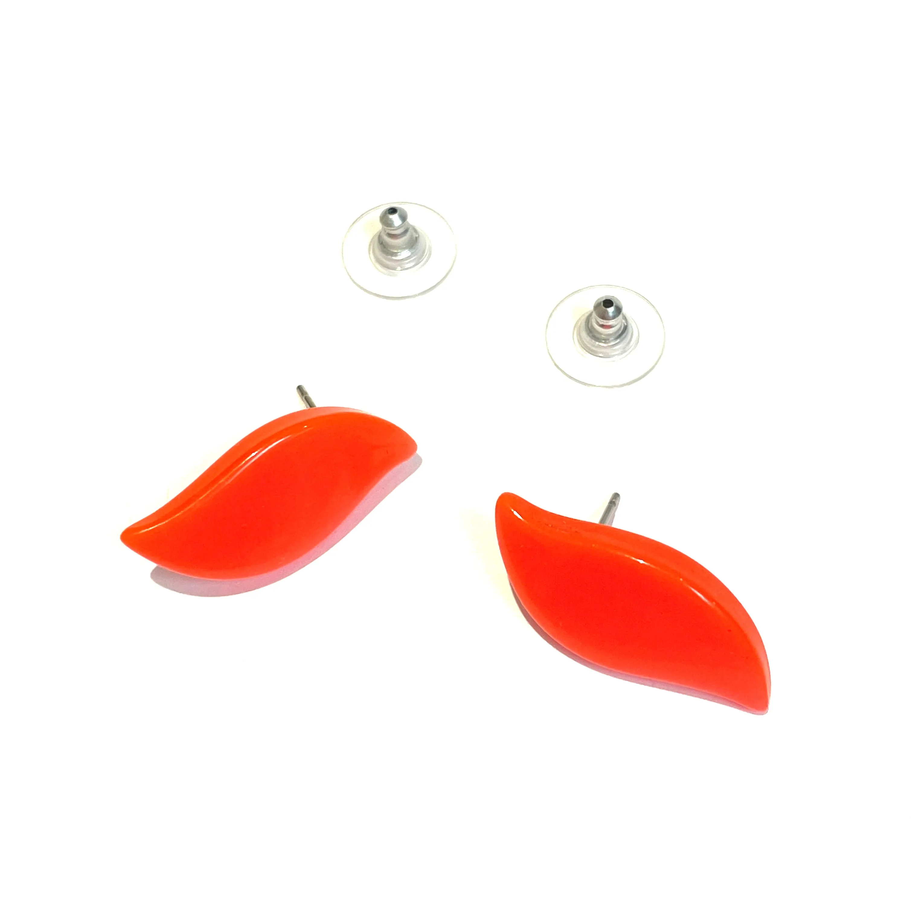 Bright Orange Moonglow Swish Stud Earrings