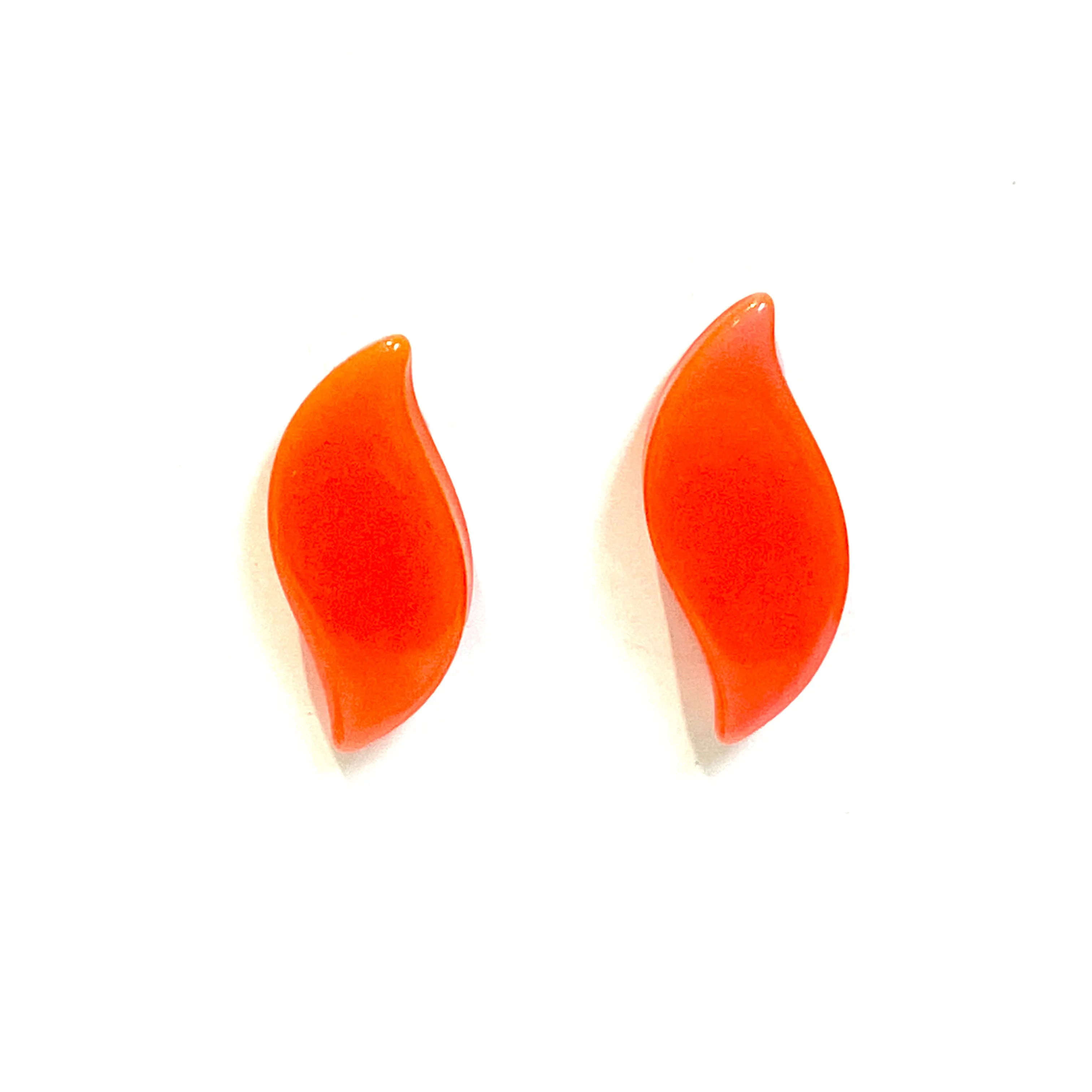 Bright Orange Moonglow Swish Stud Earrings