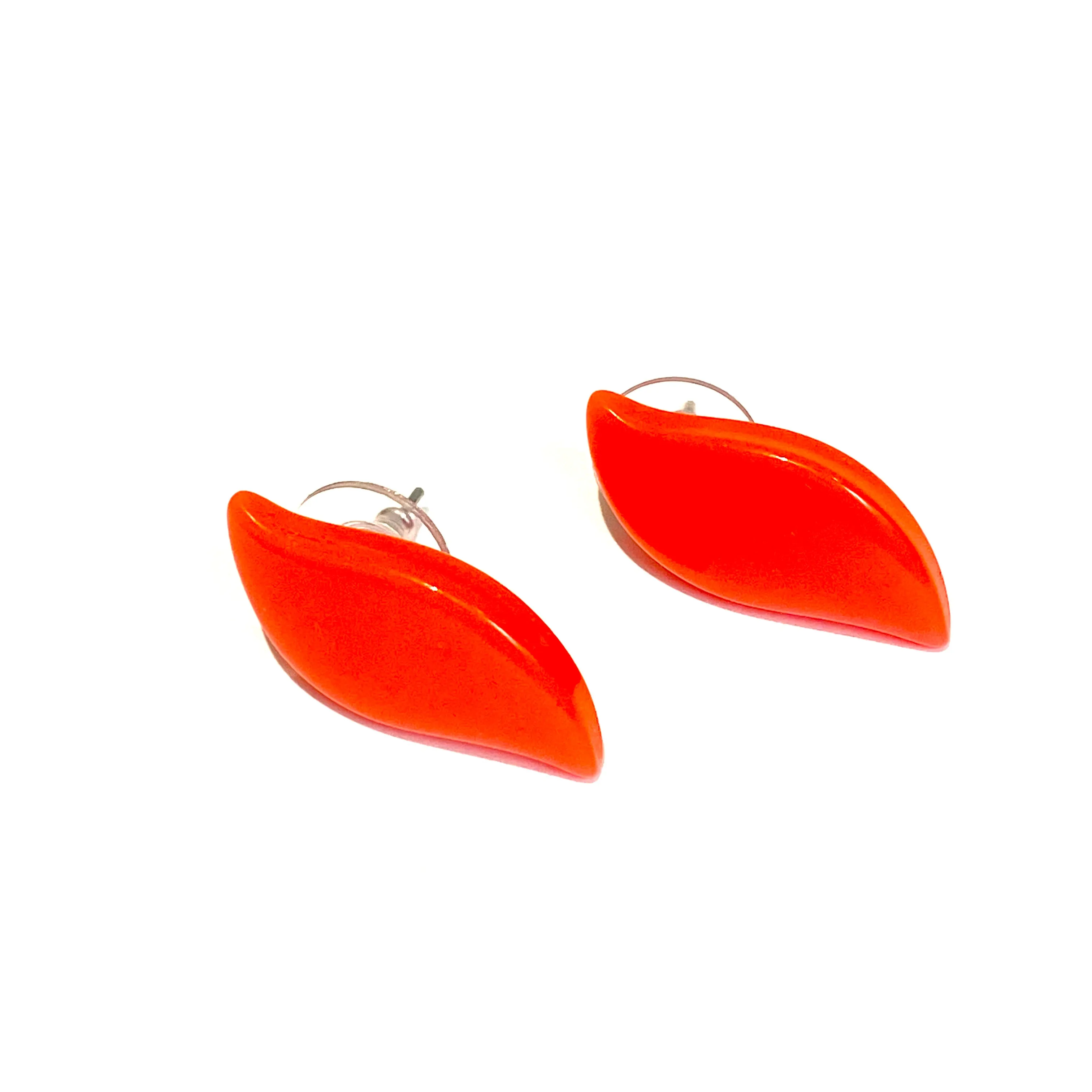 Bright Orange Moonglow Swish Stud Earrings