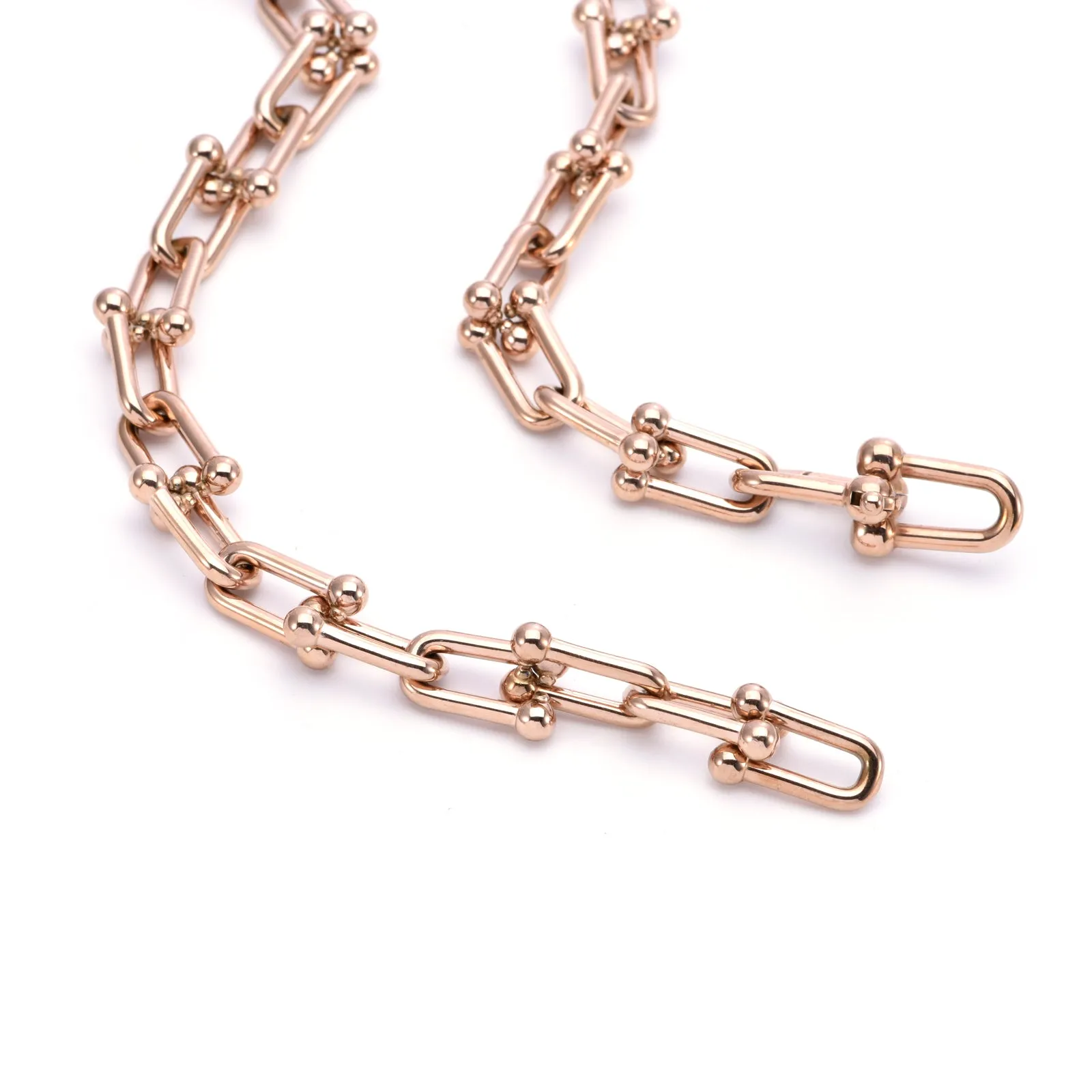 C525RG B.Tiff Rose Gold Plated Horseshoe Link Stainless Steel Chain Necklace