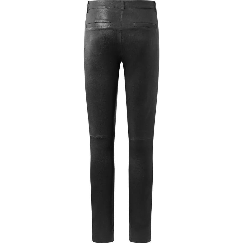 Caroline RW chino stretch leather pant / 14256 - Black (Nero)