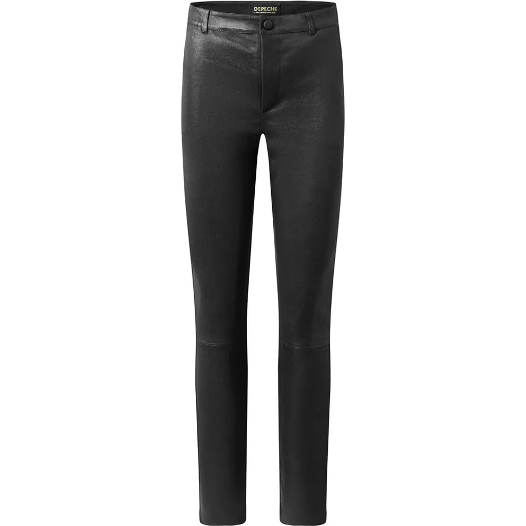 Caroline RW chino stretch leather pant / 14256 - Black (Nero)