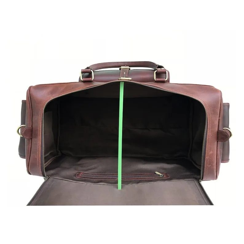 Combo Offer - 24 inch Men's Buffalo Leather Weekender Duffel and Toiletry Bag