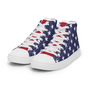 Cool High Top Sneakers For Men With American Flag Print