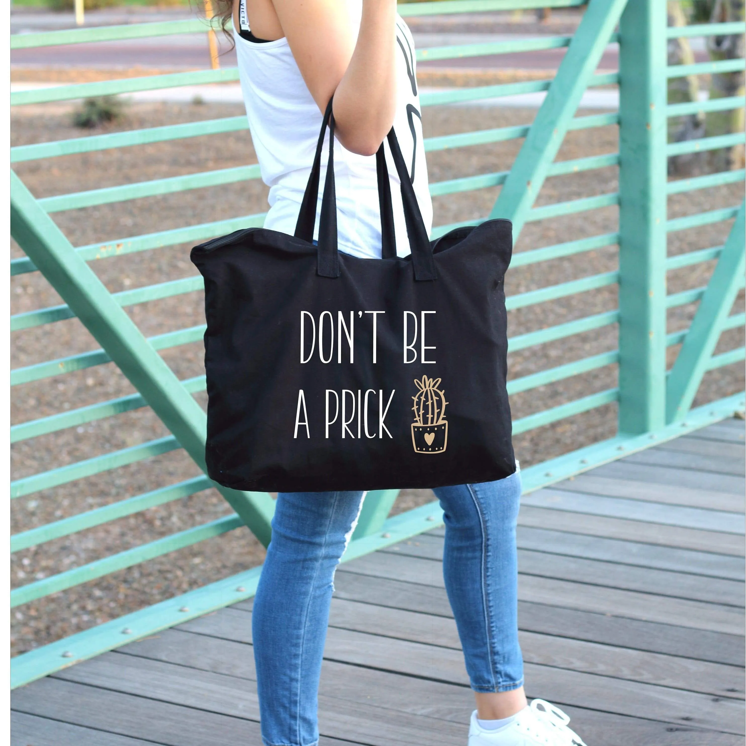 Don't be a prick cactus tote bag - Large tote bag for women - Funny totes for her - Bags under 20