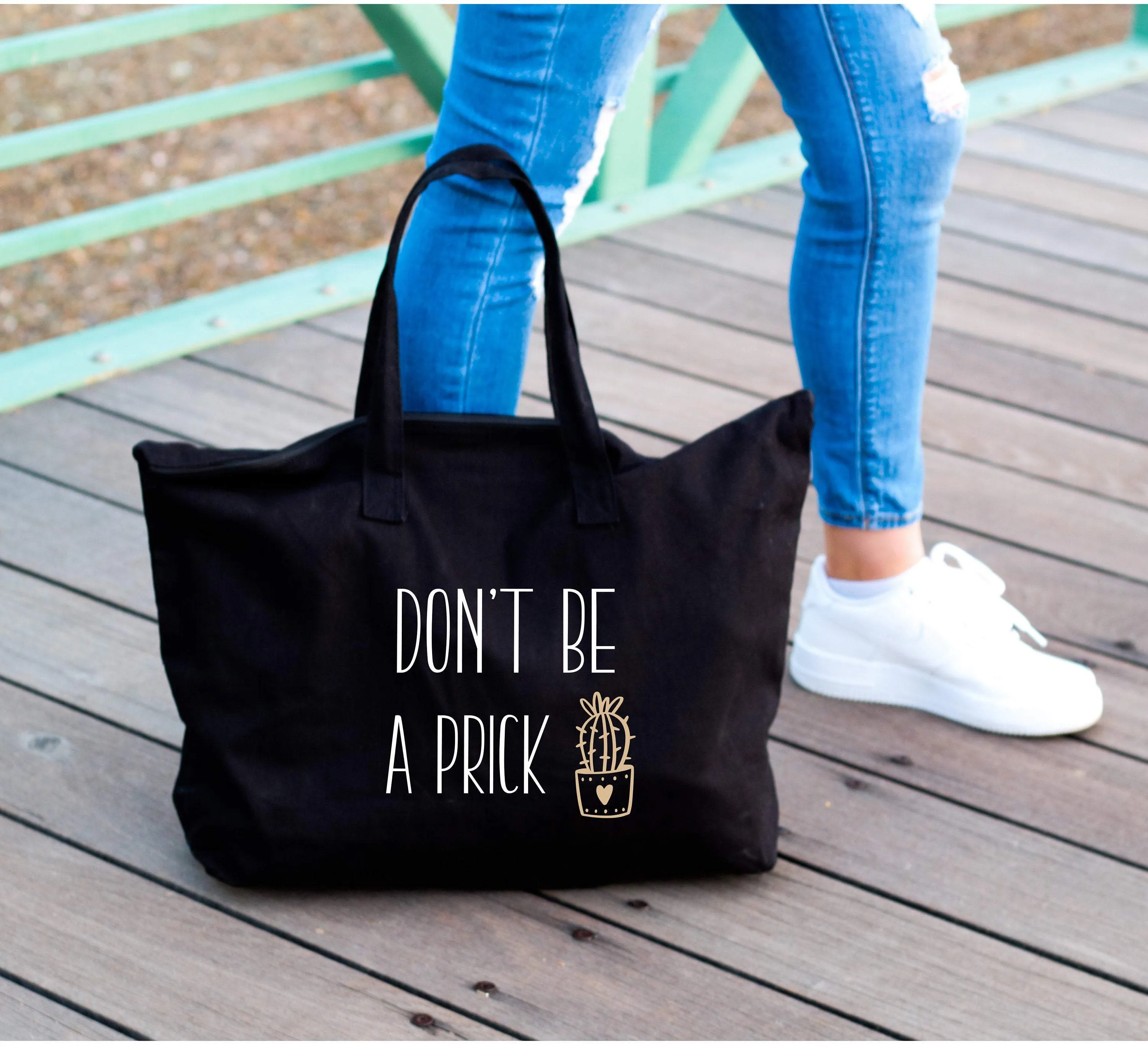 Don't be a prick cactus tote bag - Large tote bag for women - Funny totes for her - Bags under 20