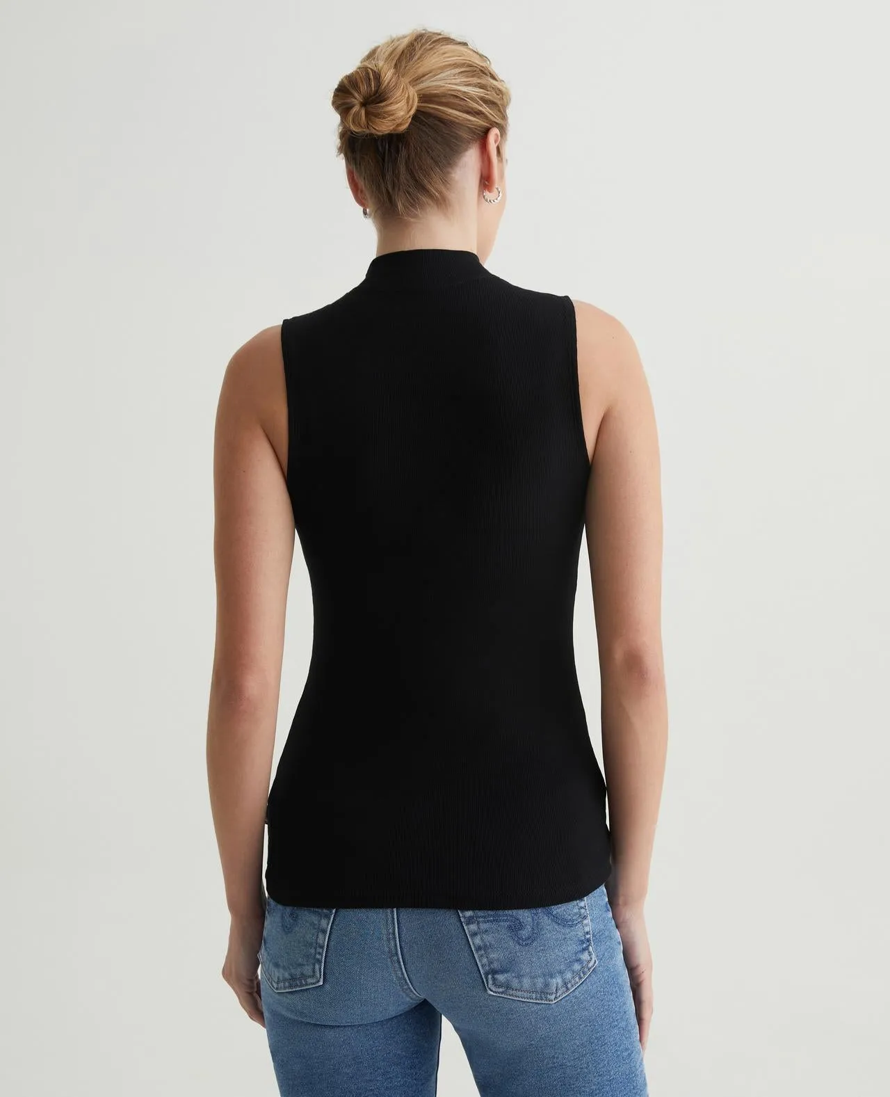 EDIE SLEEVELESS TURTLENECK (BLACK) - A.G. DENIM