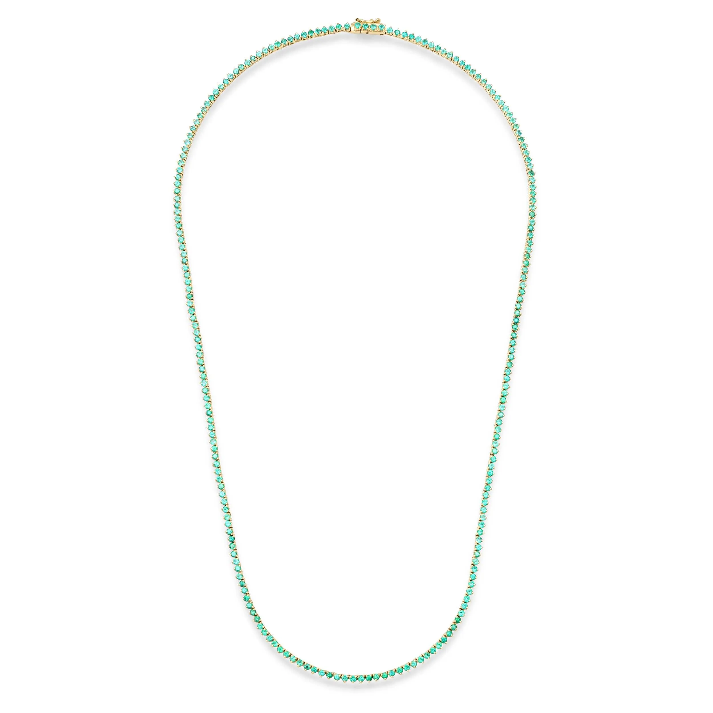 Emerald Tennis Necklace 3-Prong