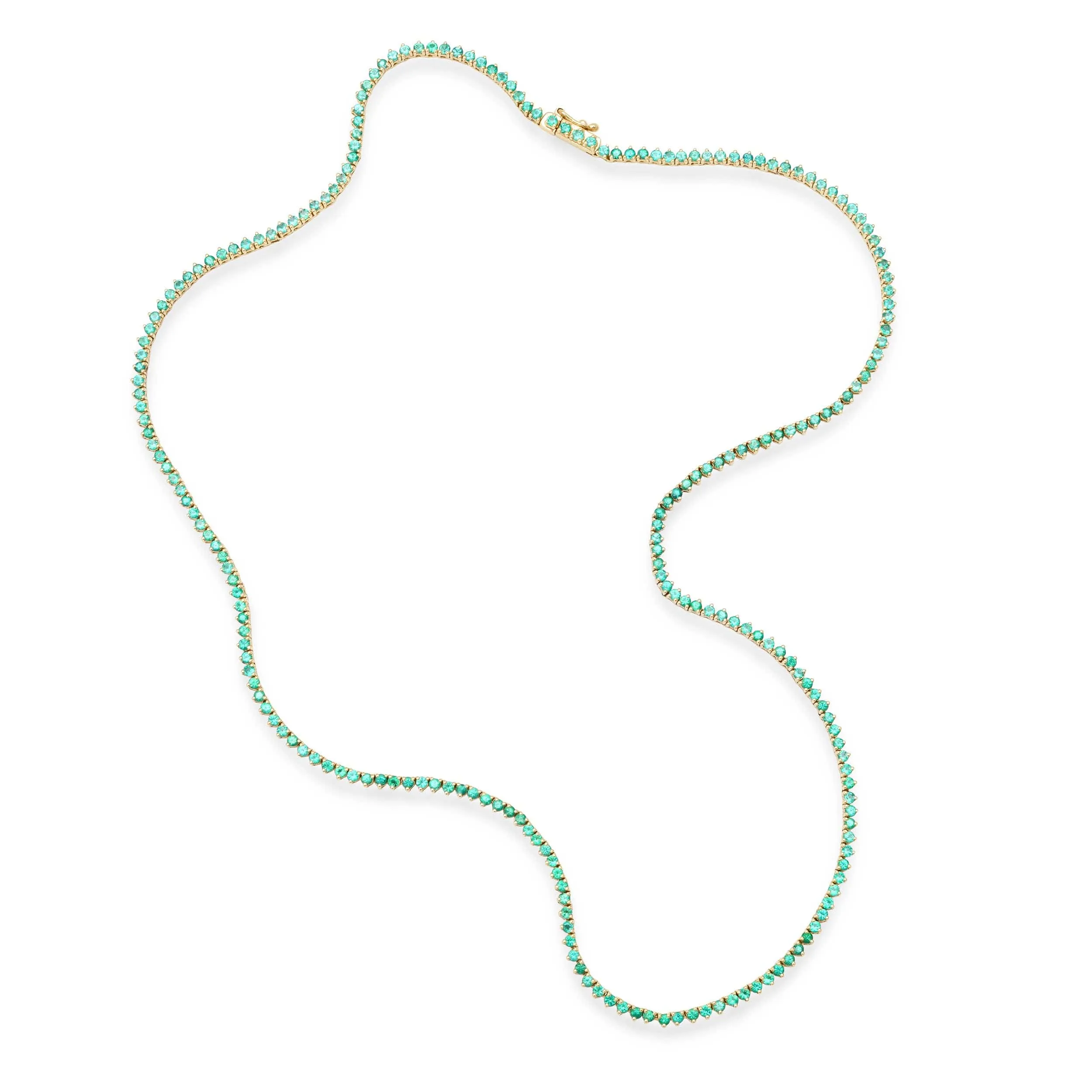 Emerald Tennis Necklace 3-Prong