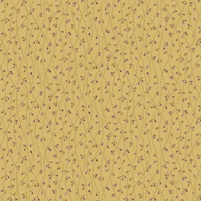 Fabric BLUE VETCH Color CUSTARD from English Garden Collection by Edyta Sitar for Andover, A-796-Y