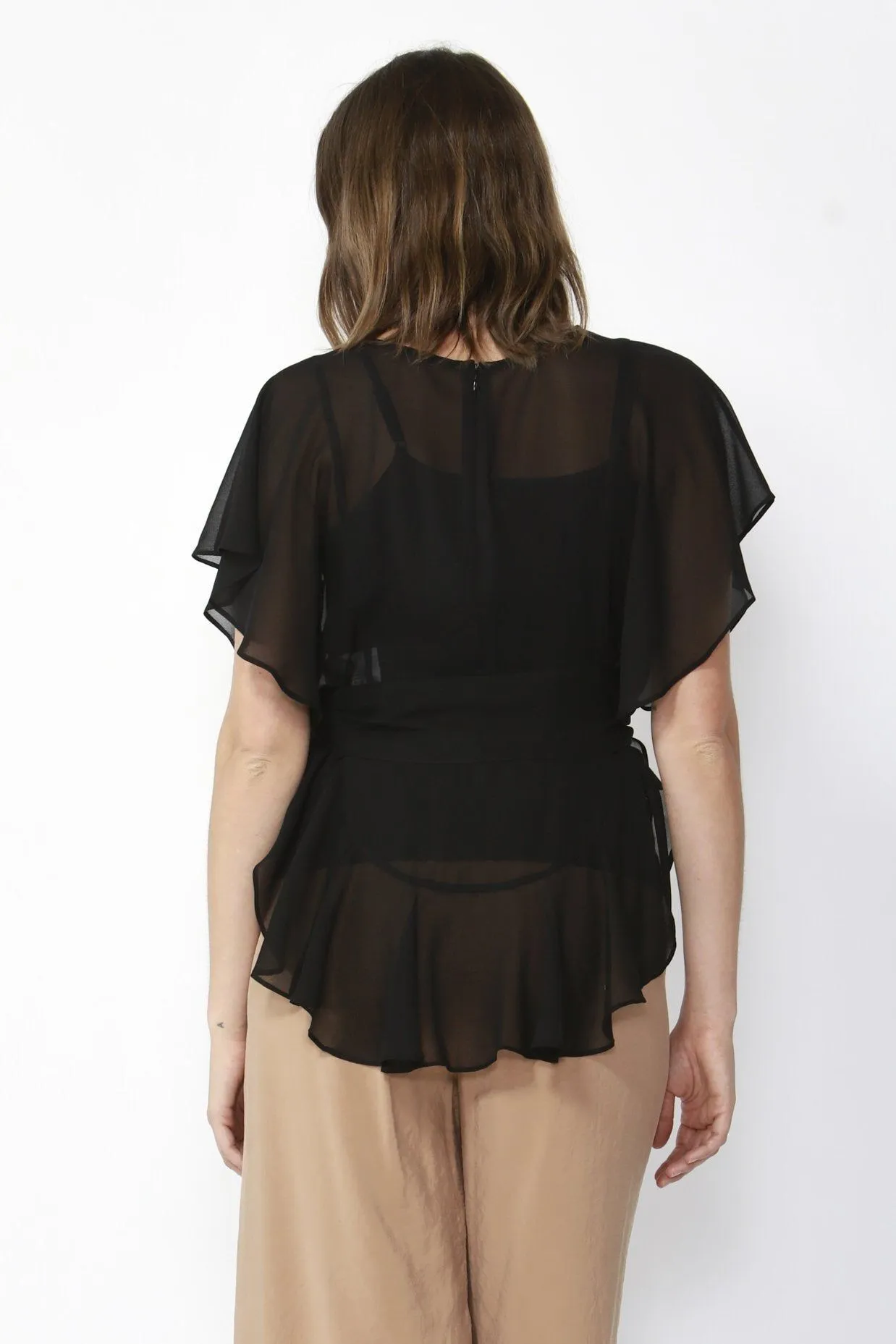 Fate   Becker Free Love Sheer Blouse in Black