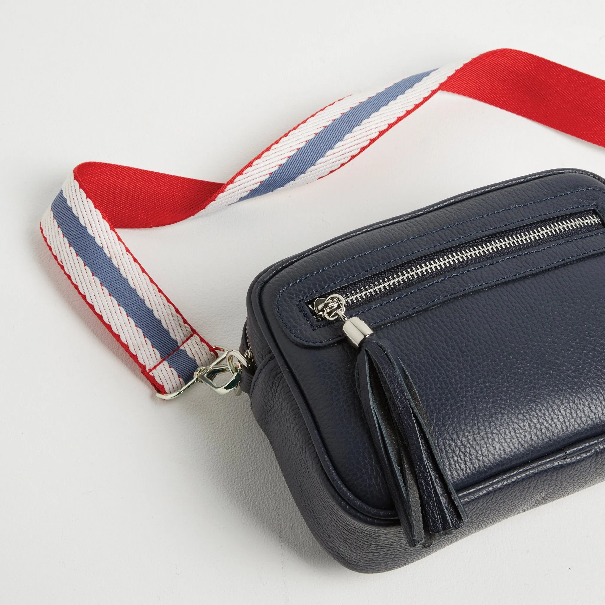 Florence Crossbody Bag in Navy with Nautical Strap