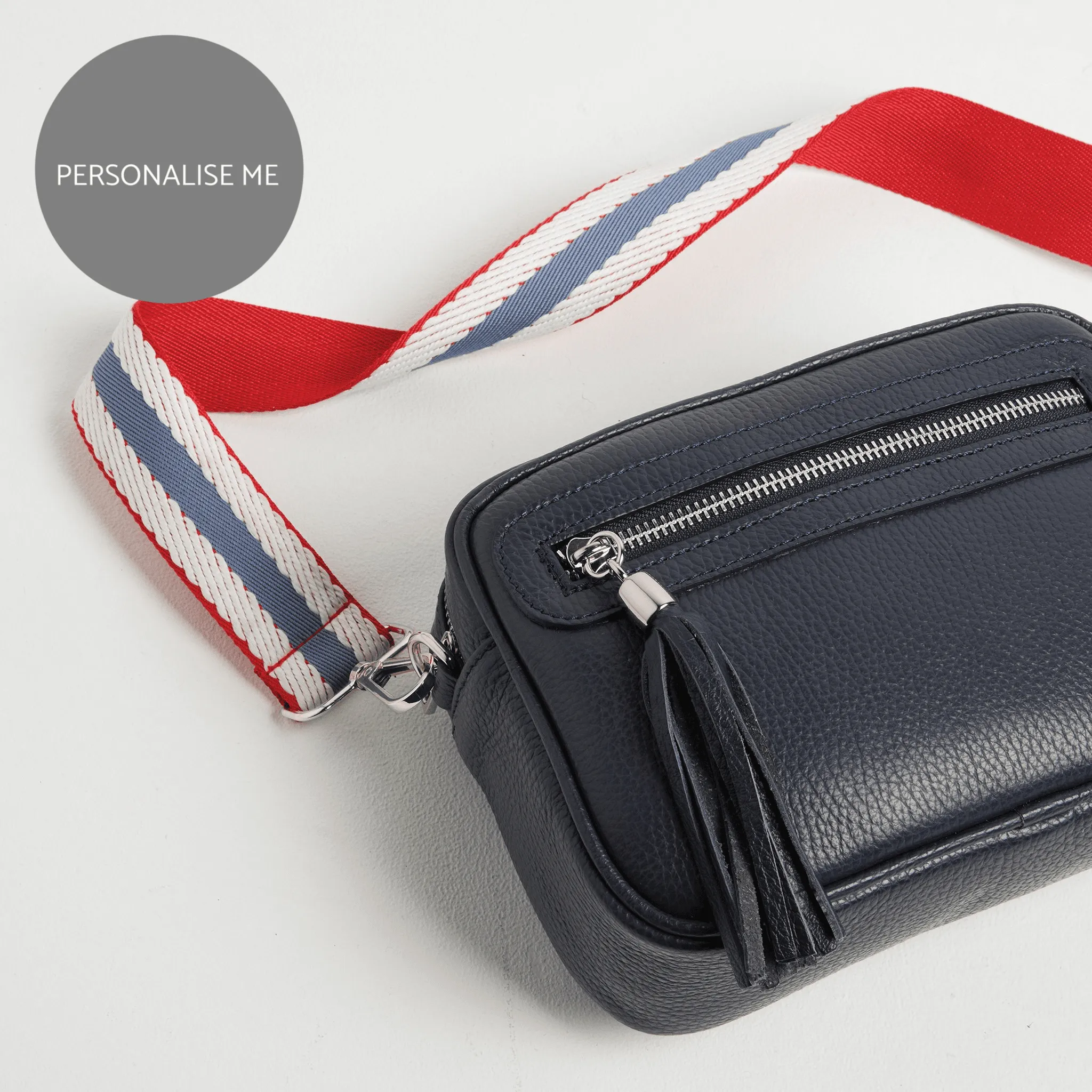 Florence Crossbody Bag in Navy with Nautical Strap