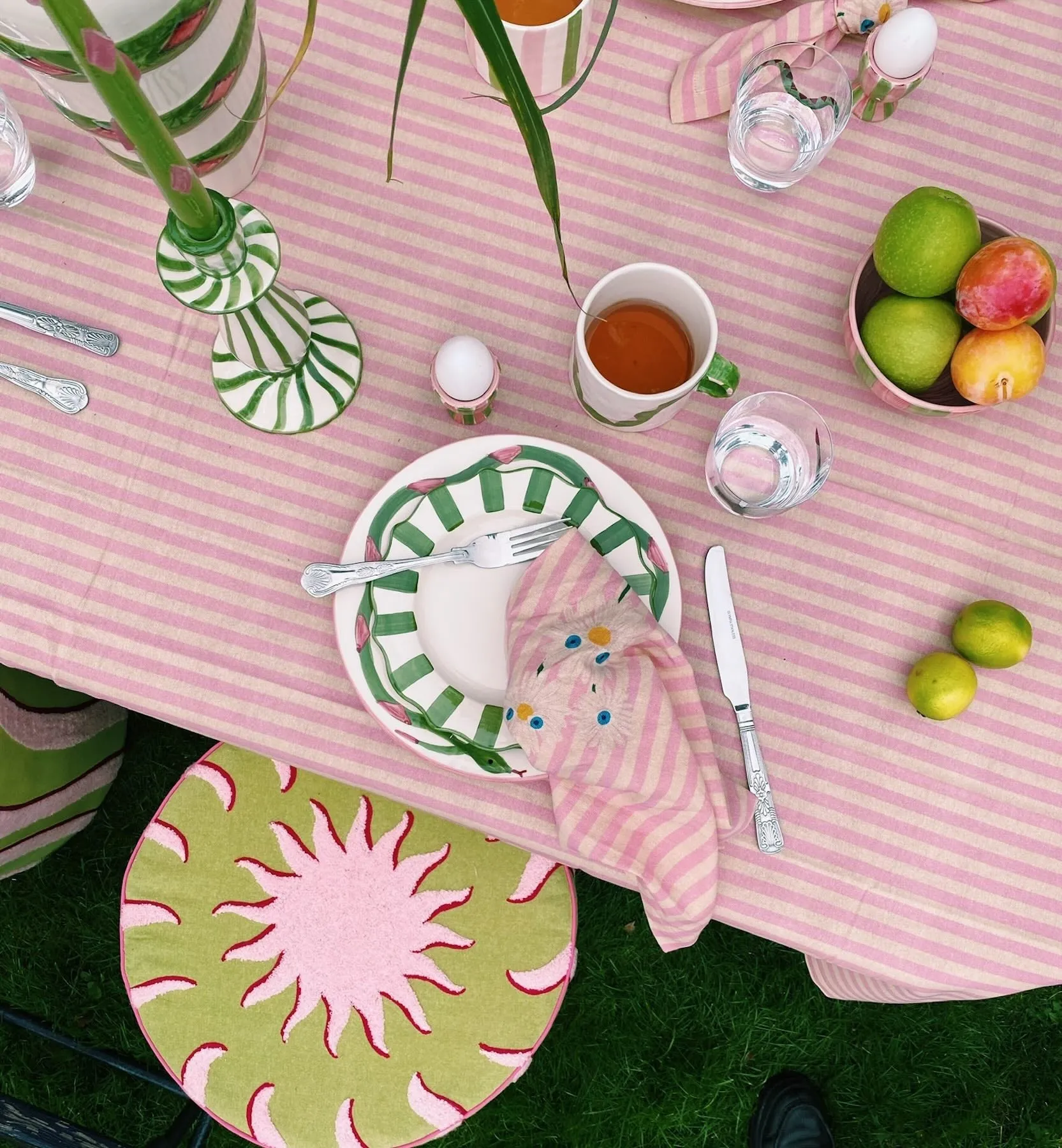 Green Scalloped Breakfast Plate