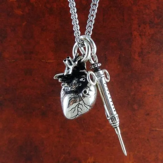 Heart & Syringe Necklace