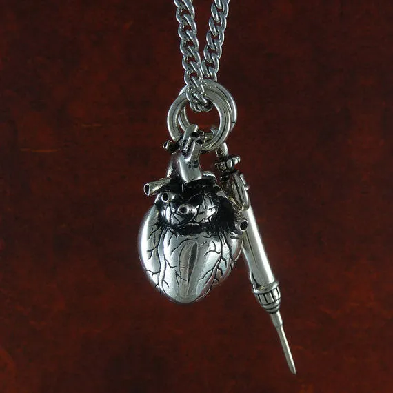 Heart & Syringe Necklace