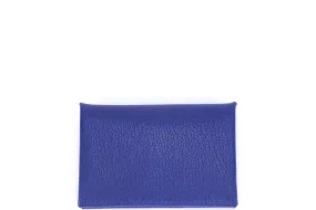 HERMES CALVI CARD HOLDER 7CM [STAMP A (2017)] BLUE ELECTRIC CHEVRE LEATHER SILVER HARDWARE, WITH BOX