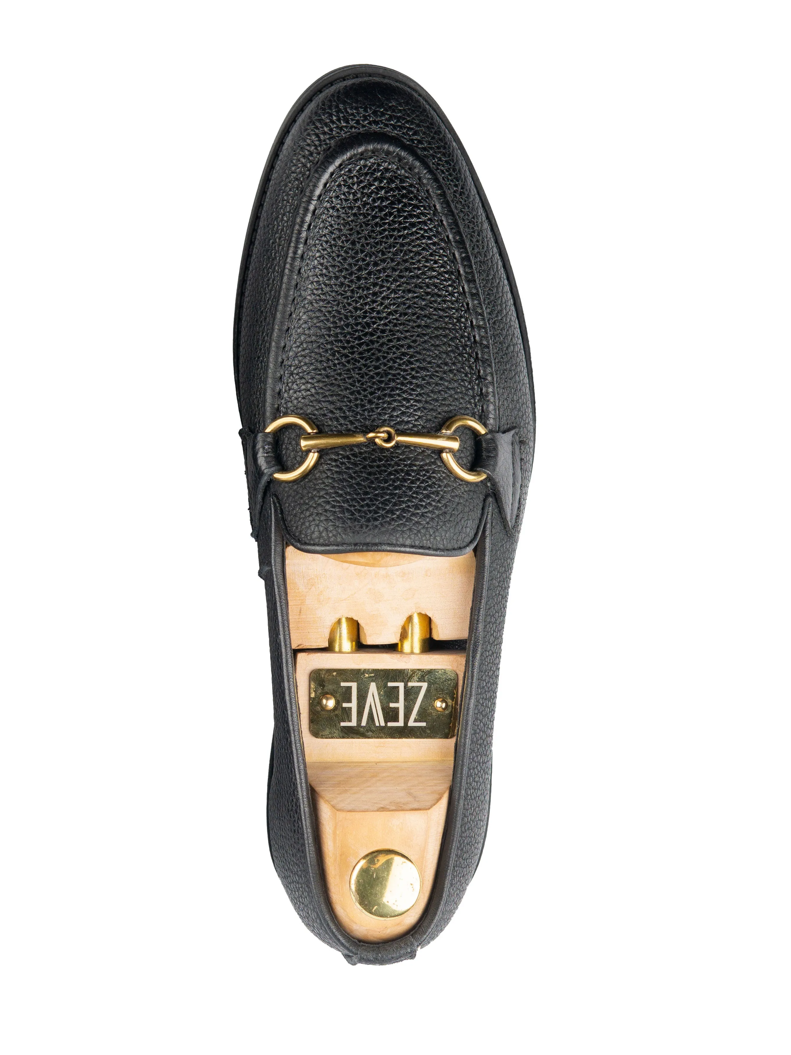 Horsebit Buckle Loafer - Black Pebble Grain Leather (Flexi-Sole)