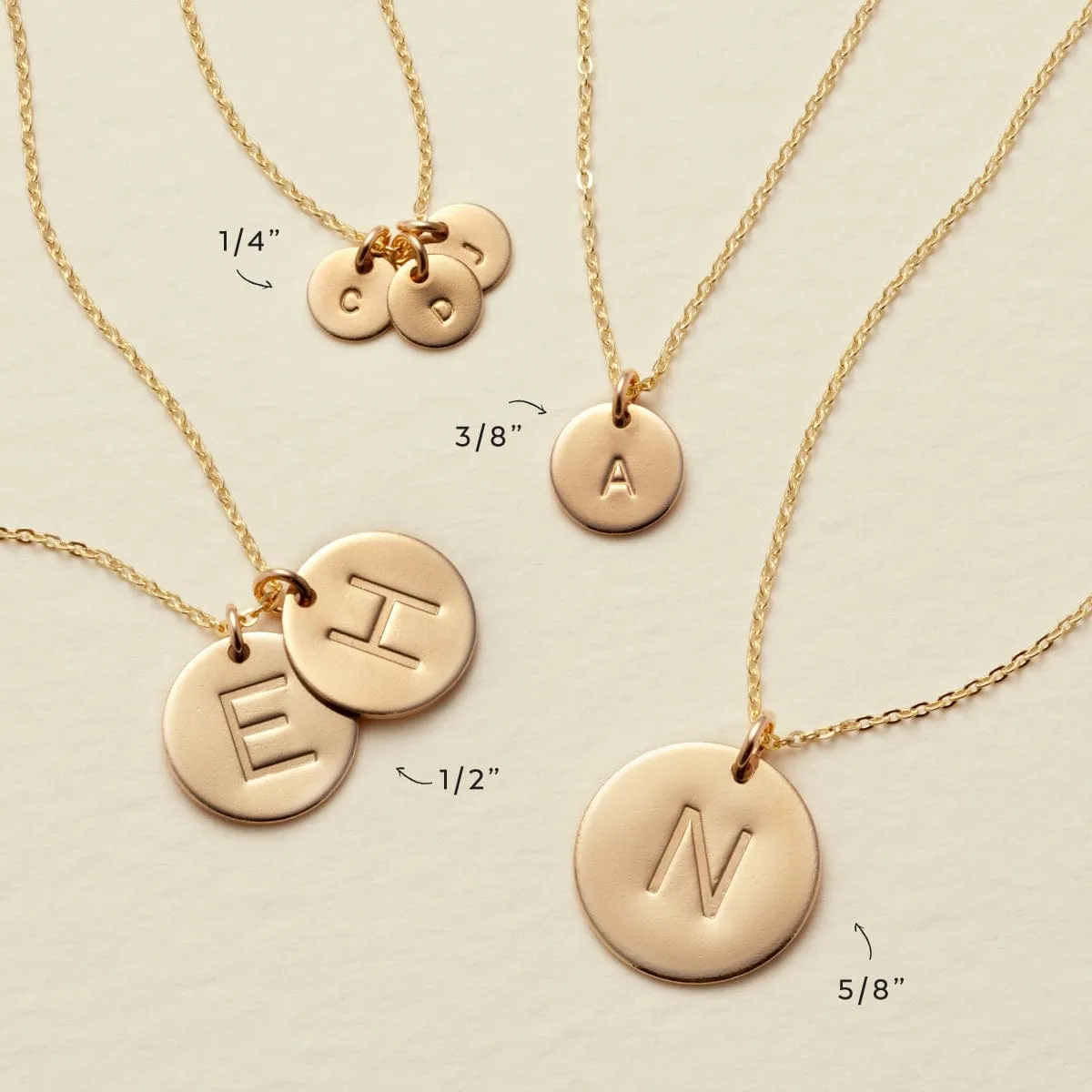 Initial Disc Necklace | 1/4 Disc