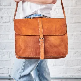 Leather Messenger Laptop Bag