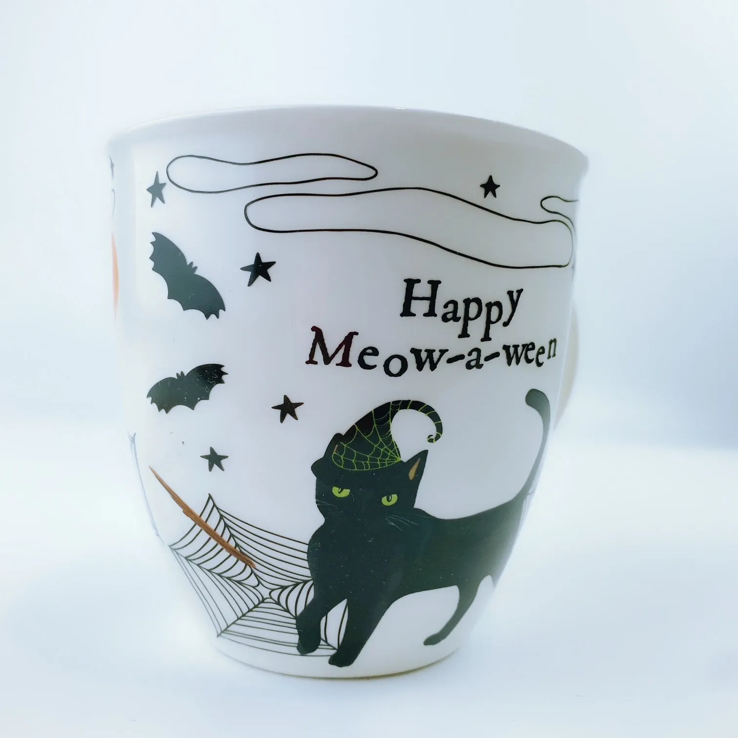 Milly Green British Design happy meow-a-ween Halloween Cat Coffee Mug Tea Cup and Coaster Set 20 oz