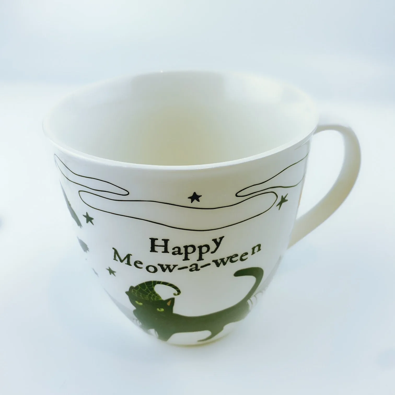 Milly Green British Design happy meow-a-ween Halloween Cat Coffee Mug Tea Cup and Coaster Set 20 oz