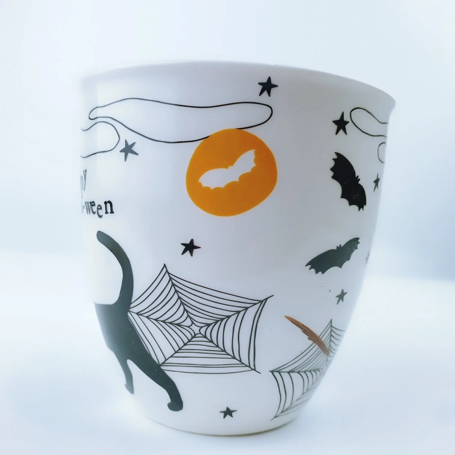 Milly Green British Design happy meow-a-ween Halloween Cat Coffee Mug Tea Cup and Coaster Set 20 oz