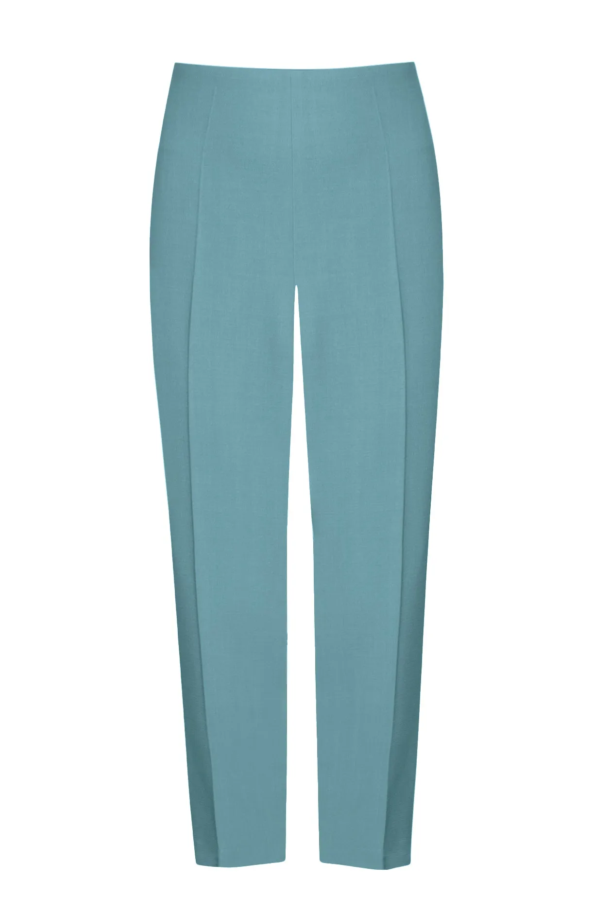 Narrow-Leg Trousers in Plain Petrol Faille - Phoebe