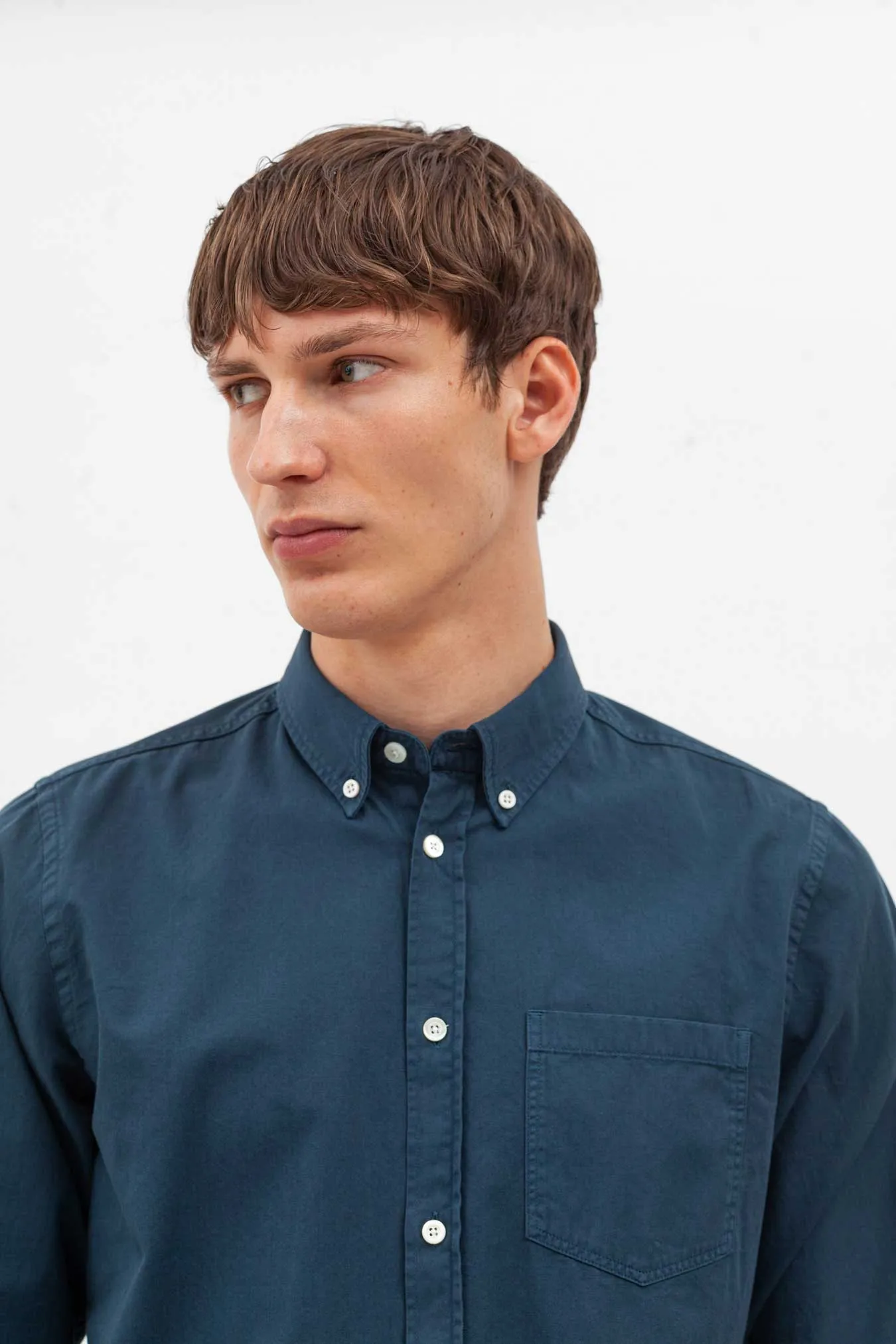 Norse Projects Anton Light Twill Shirt in Deep Marine