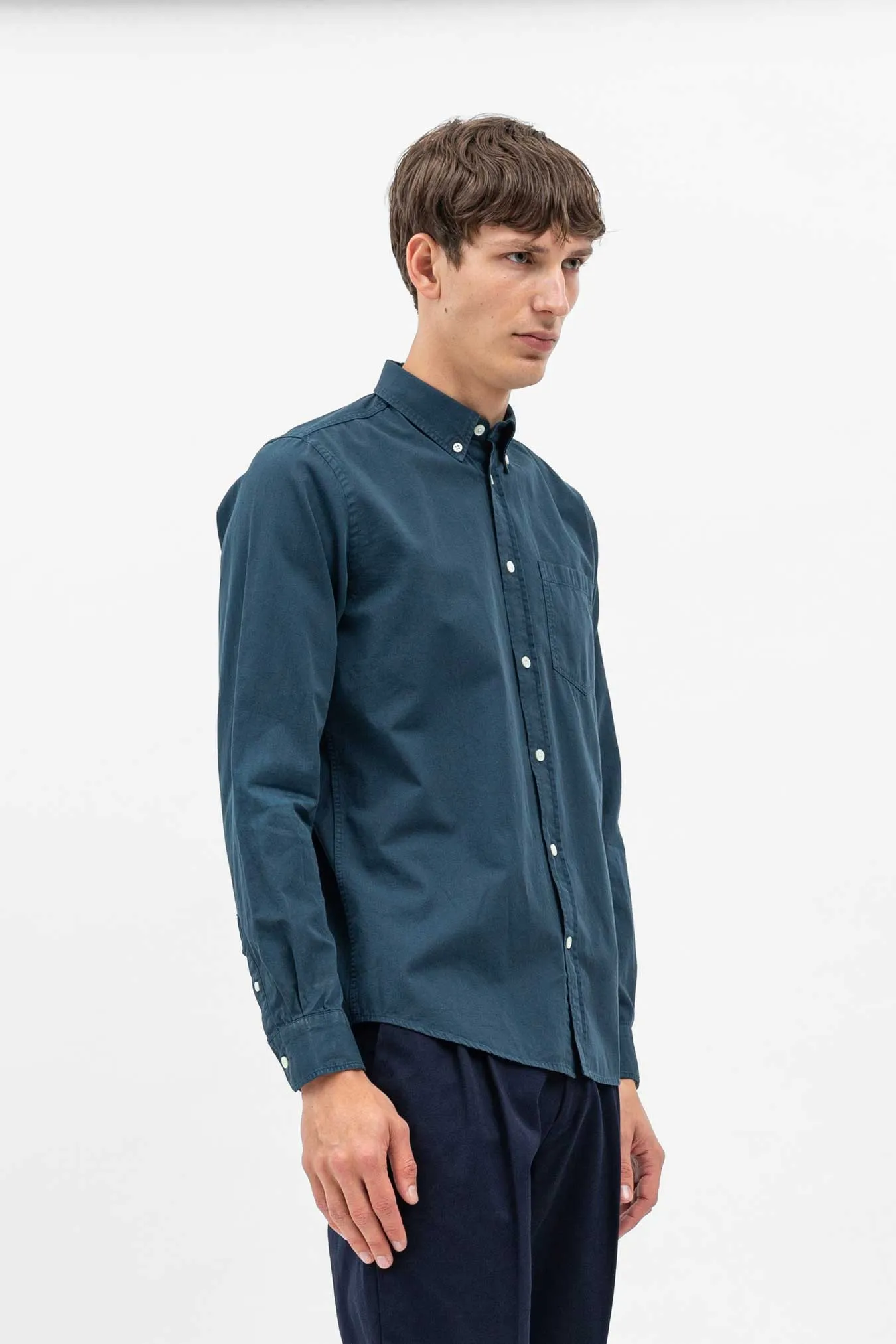 Norse Projects Anton Light Twill Shirt in Deep Marine