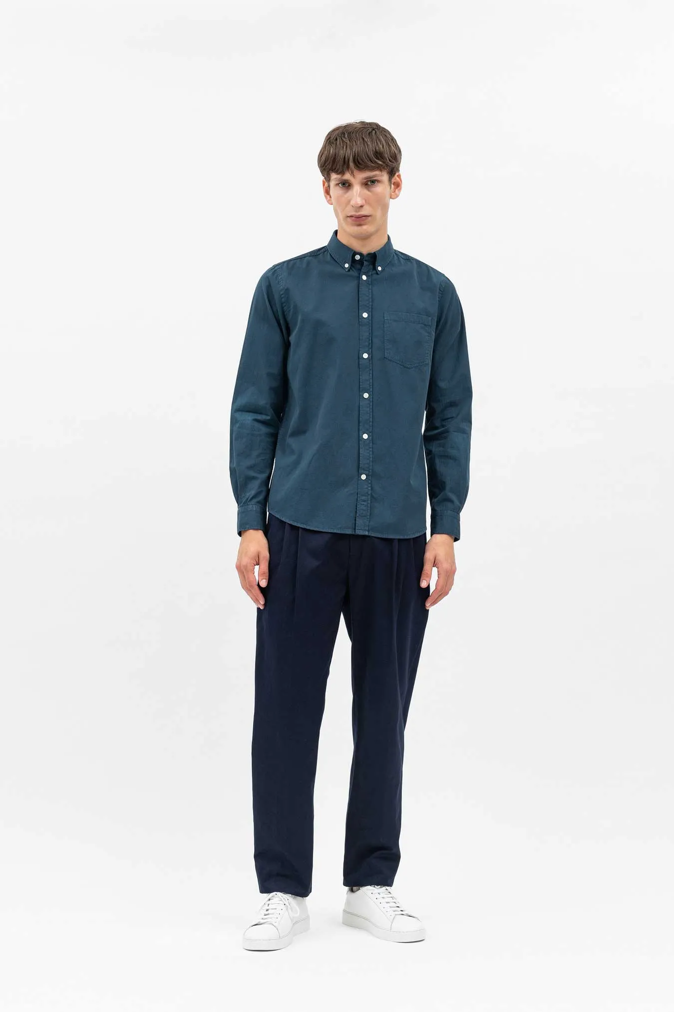 Norse Projects Anton Light Twill Shirt in Deep Marine